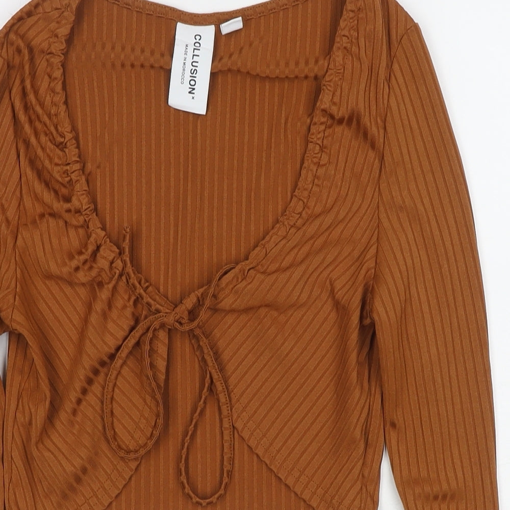 Womens UK Size 10 COLLUSION Brown Camisole T-Shirt