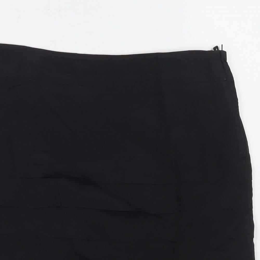 H&M Womens Black Viscose A-Line Skirt Size 10 Zip