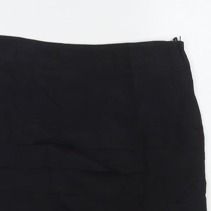 H&M Womens Black Viscose A-Line Skirt Size 10 Zip