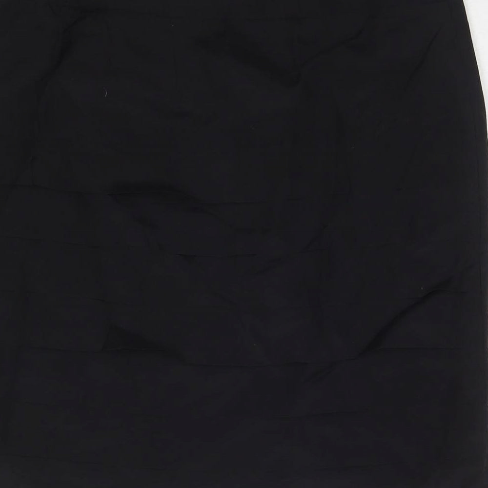 H&M Womens Black Viscose A-Line Skirt Size 10 Zip