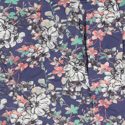 Monsoon Womens Blue Floral Cotton A-Line Skirt Size 14 Zip