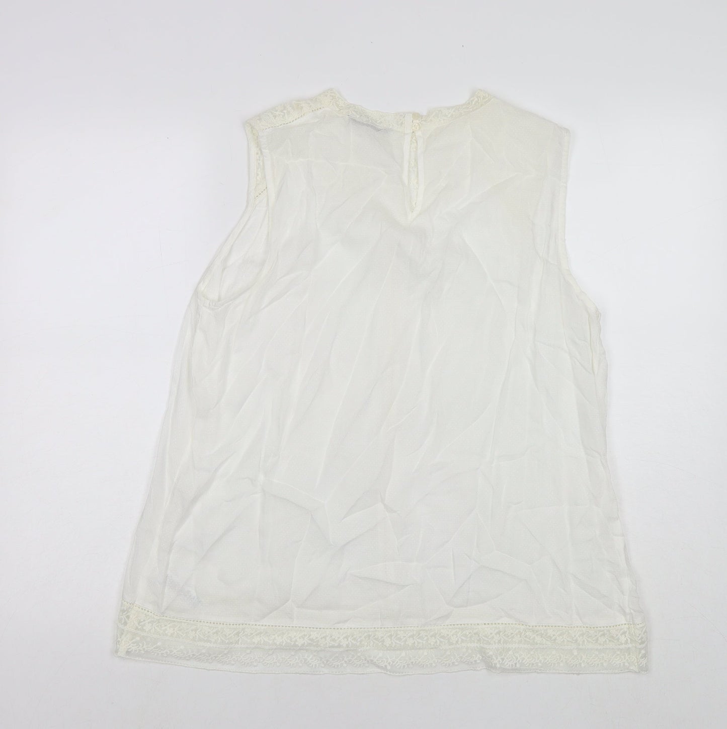 BHS Womens White Viscose Basic Tank Size 16 Round Neck