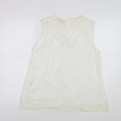 BHS Womens White Viscose Basic Tank Size 16 Round Neck