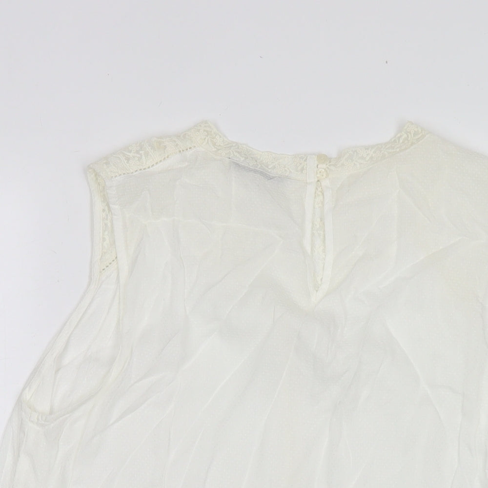 BHS Womens White Viscose Basic Tank Size 16 Round Neck