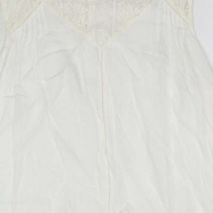 BHS Womens White Viscose Basic Tank Size 16 Round Neck