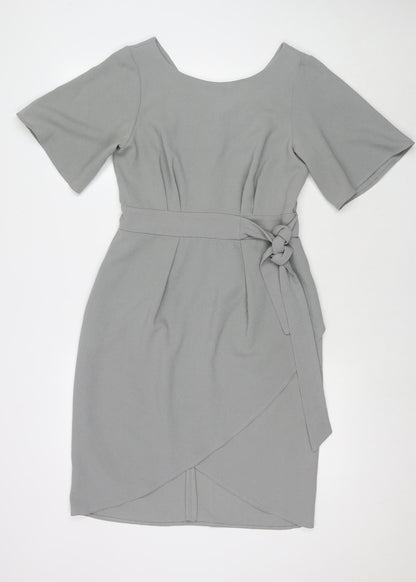 Closet Womens Grey Polyester A-Line Size 12 Round Neck Zip