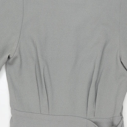 Closet Womens Grey Polyester A-Line Size 12 Round Neck Zip