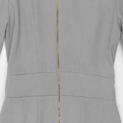 Closet Womens Grey Polyester A-Line Size 12 Round Neck Zip
