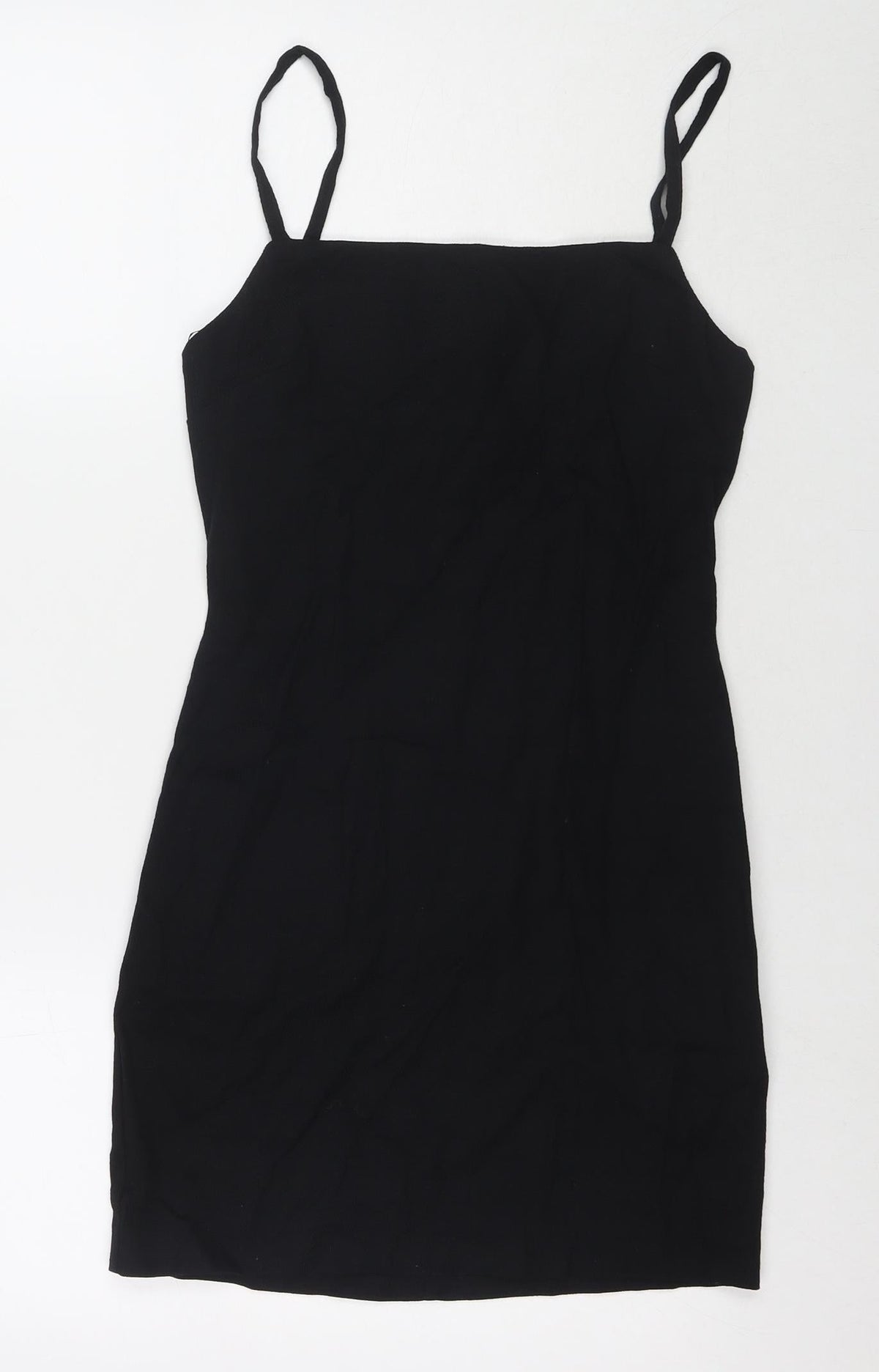 Zara Womens Black Cotton Mini Size S Square Neck Zip