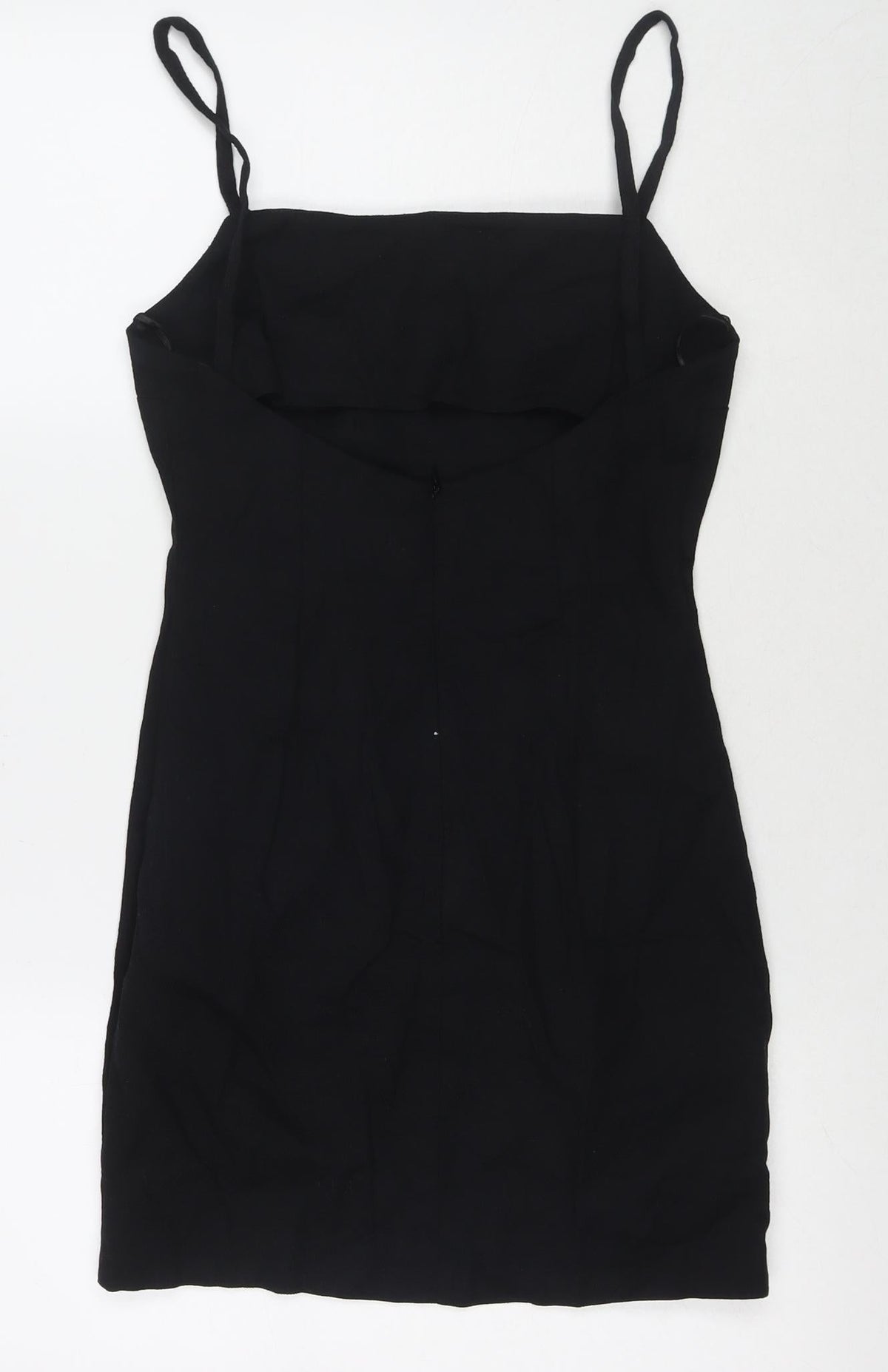 Zara Womens Black Cotton Mini Size S Square Neck Zip