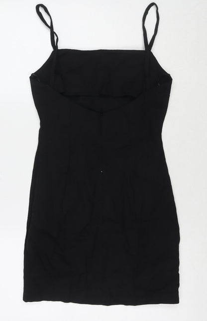 Zara Womens Black Cotton Mini Size S Square Neck Zip
