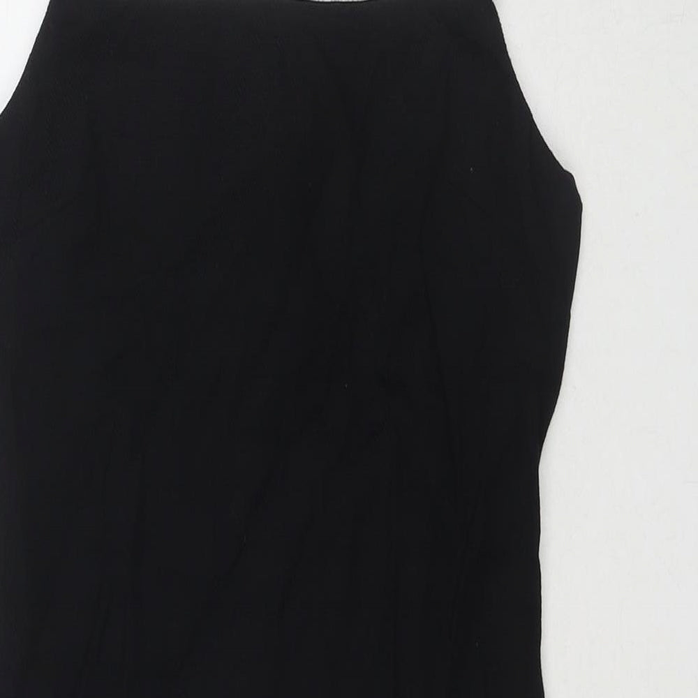 Zara Womens Black Cotton Mini Size S Square Neck Zip