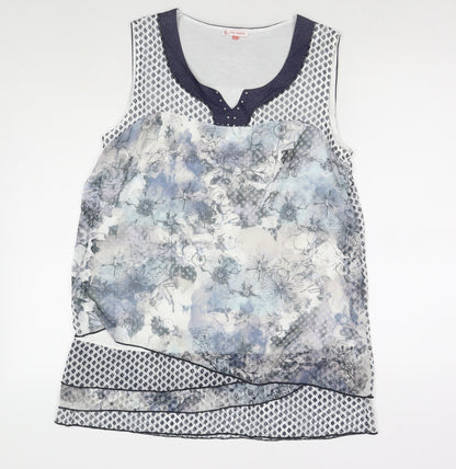 Kalisson Womens Multicoloured Geometric Polyester Basic Tank Size XL Round Neck