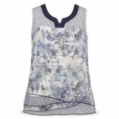 Kalisson Womens Multicoloured Geometric Polyester Basic Tank Size XL Round Neck