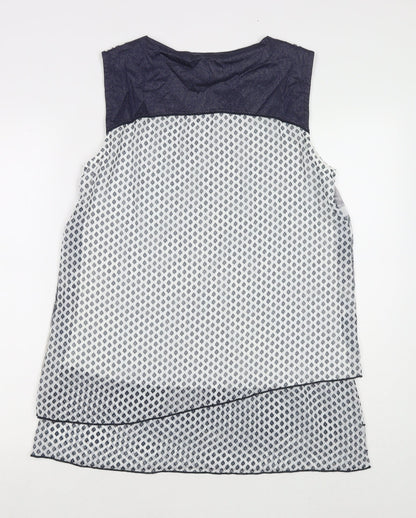 Kalisson Womens Multicoloured Geometric Polyester Basic Tank Size XL Round Neck
