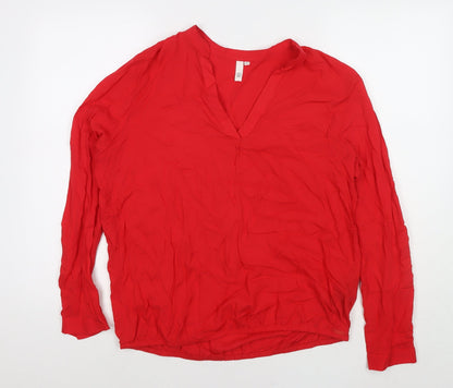Womens UK Size 14 Q/S Red Basic Blouse