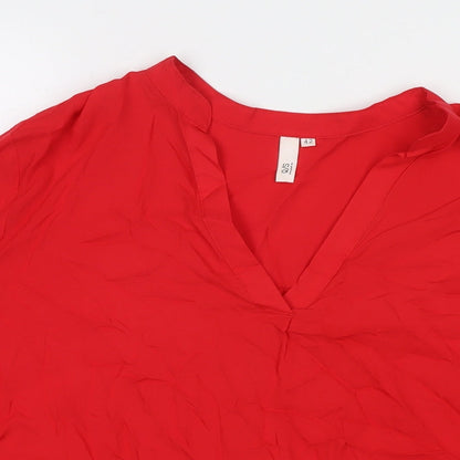 Womens UK Size 14 Q/S Red Basic Blouse
