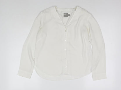 ASOS Womens White Polyester Basic Button-Up Size 8 V-Neck
