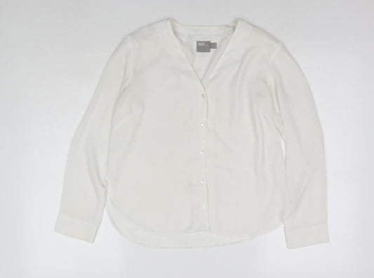 ASOS Womens White Polyester Basic Button-Up Size 8 V-Neck