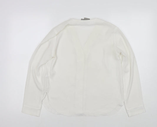 ASOS Womens White Polyester Basic Button-Up Size 8 V-Neck