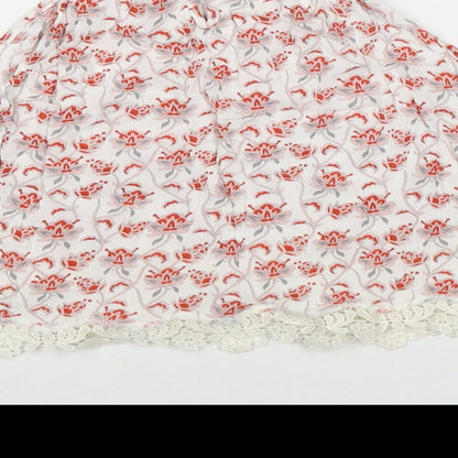 Divided by H&M Womens White Floral Viscose Basic Tank Size 10 Round Neck