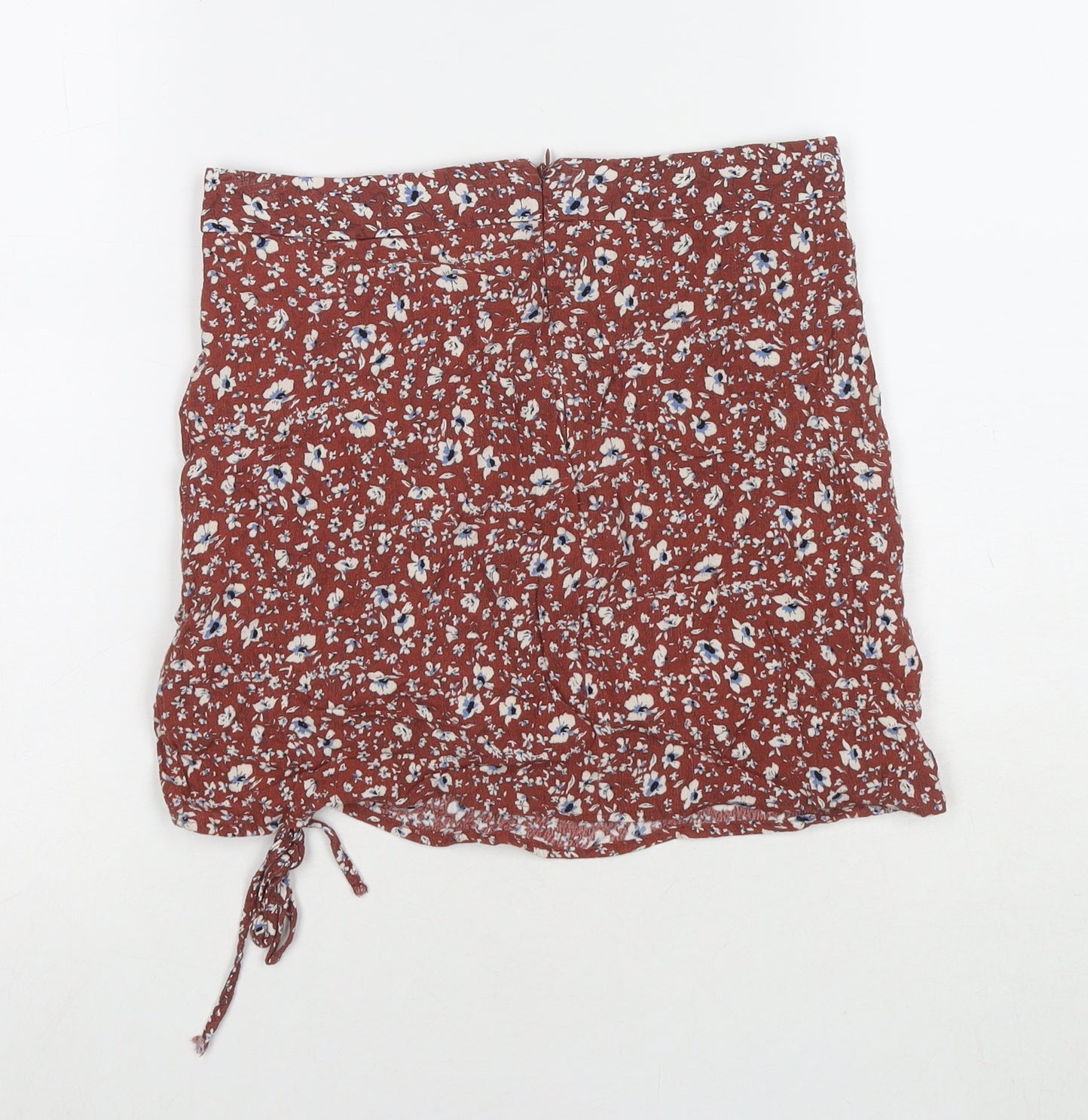 Pacific Republic Womens Brown Floral Polyester Mini Skirt Size M Zip
