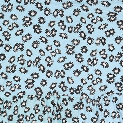 Evans Womens Blue Floral Viscose T-Shirt Dress Size 16 Round Neck Pullover