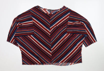 Bonmarché Womens Multicoloured Striped Polyester Basic Blouse Size 20 Round Neck - Size 20-22