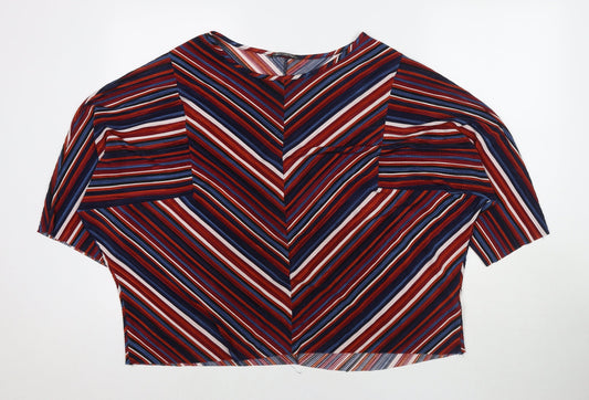 Bonmarché Womens Multicoloured Striped Polyester Basic Blouse Size 20 Round Neck - Size 20-22