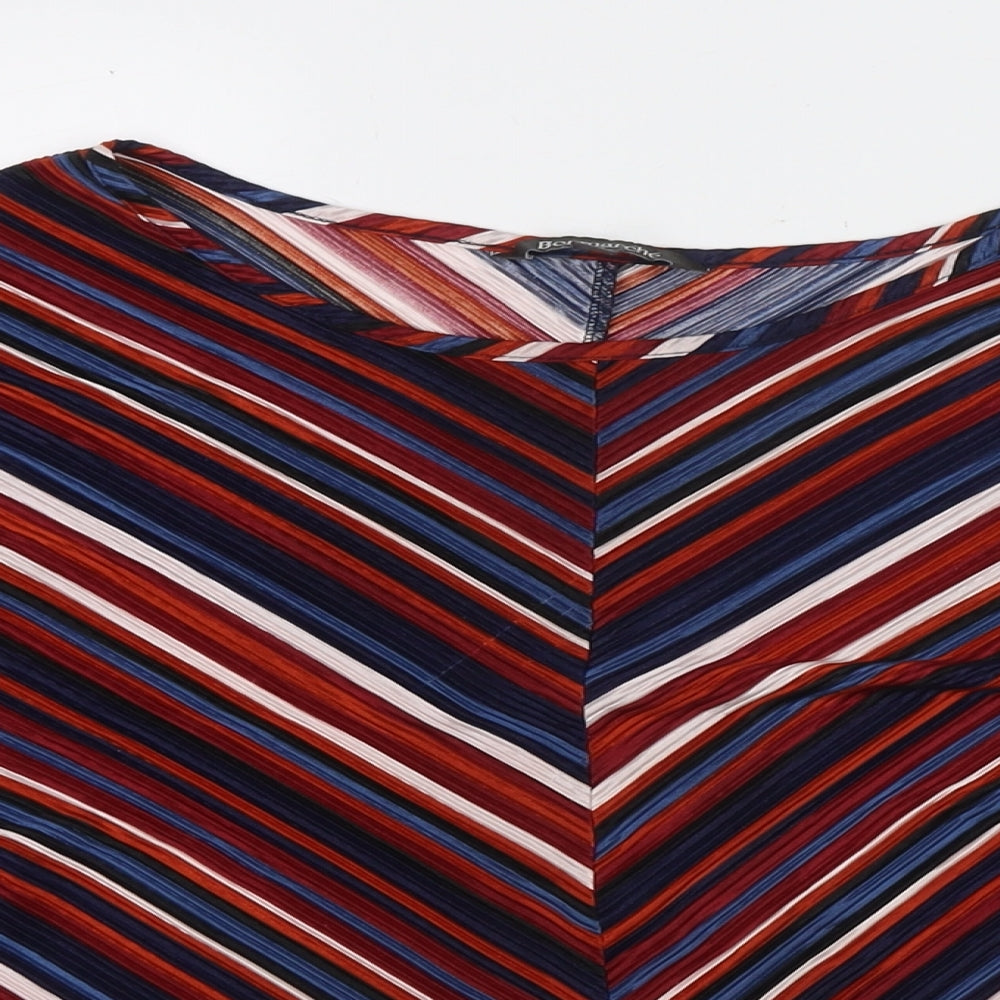 Bonmarché Womens Multicoloured Striped Polyester Basic Blouse Size 20 Round Neck - Size 20-22