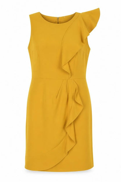 Oasis Womens Yellow Polyester A-Line Size 14 Round Neck Zip
