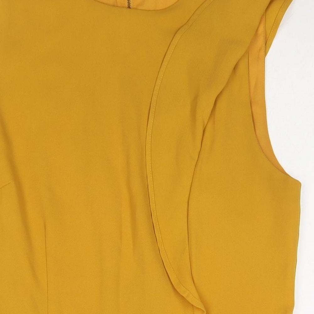 Oasis Womens Yellow Polyester A-Line Size 14 Round Neck Zip