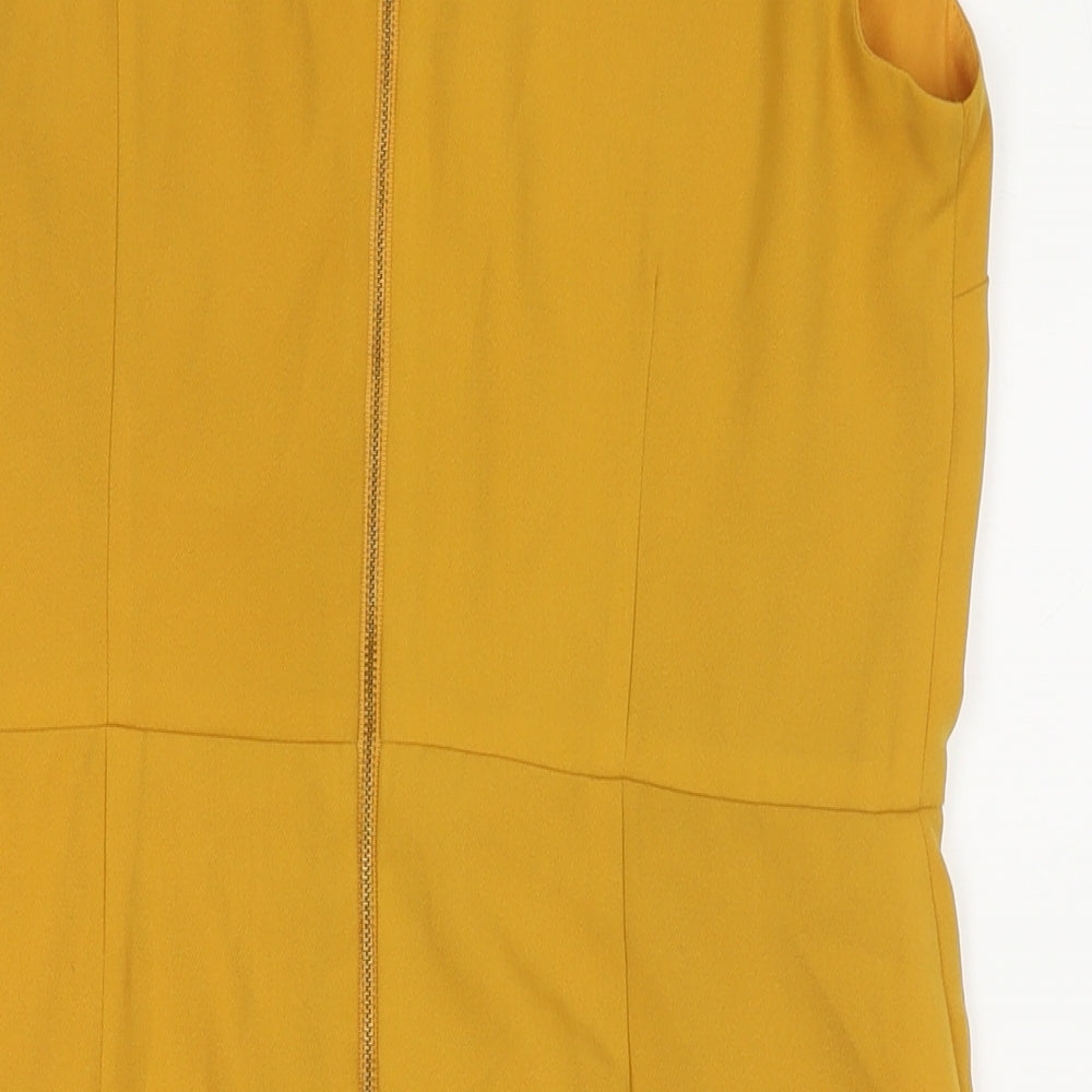 Oasis Womens Yellow Polyester A-Line Size 14 Round Neck Zip