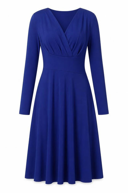 Stella Womens Blue Polyester Fit & Flare Size S V-Neck Pullover