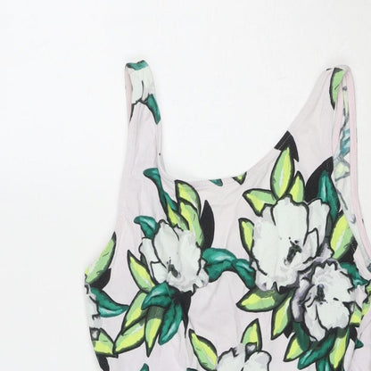 Divided by H&M Womens White Floral Cotton Fit & Flare Size 10 Round Neck Pullover