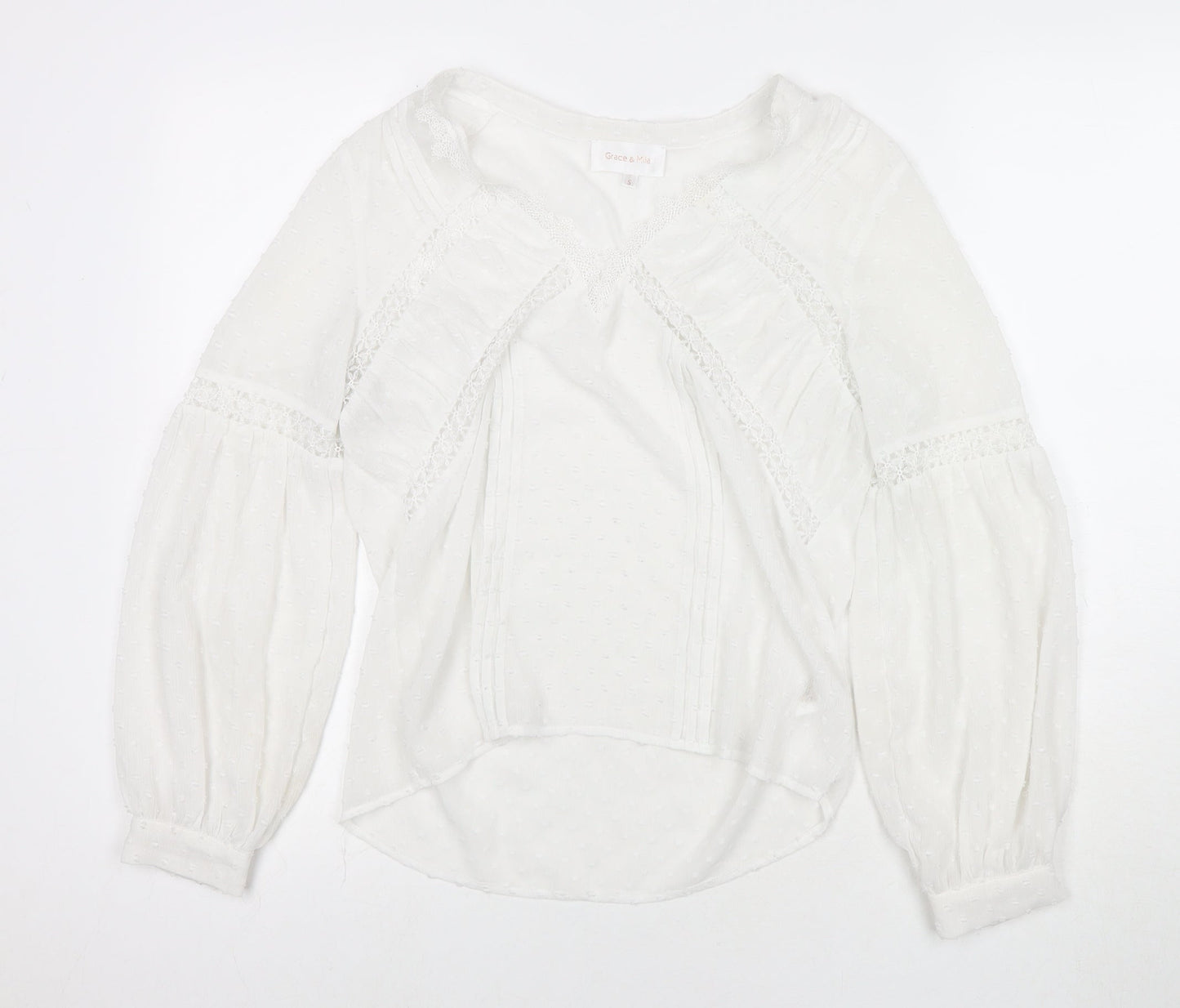 Womens UK Size S Grace & MIla White Basic Blouse
