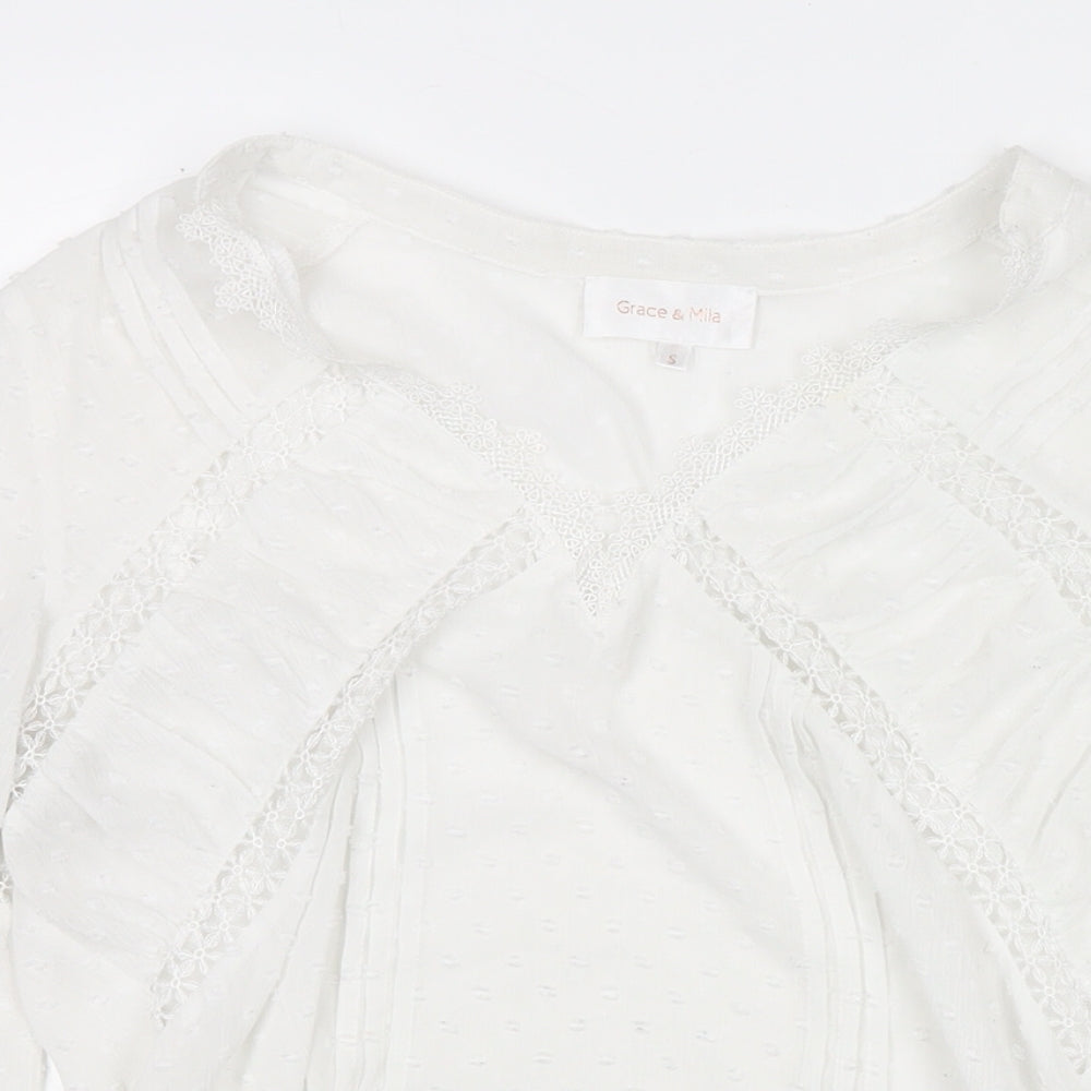 Womens UK Size S Grace & MIla White Basic Blouse
