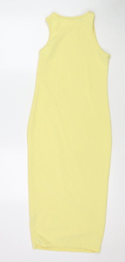 I SAW IT FIRST Womens Yellow Polyester Bodycon Size 8 Round Neck Pullover