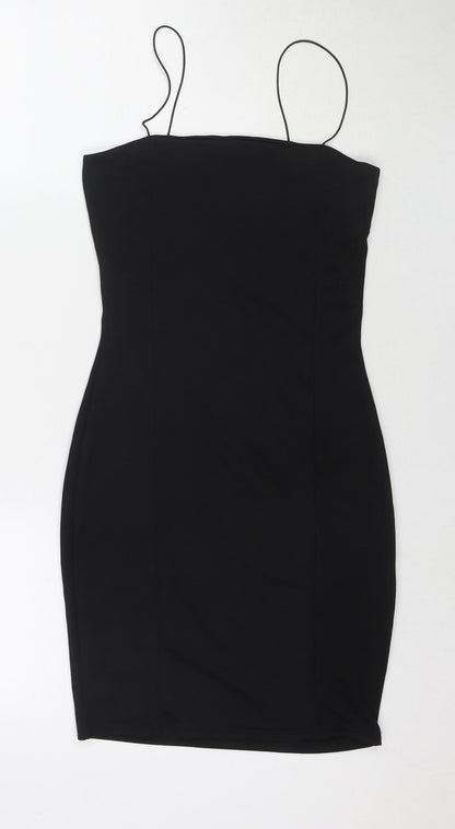 Boohoo Womens Black Polyester Bodycon Size 8 Square Neck Pullover