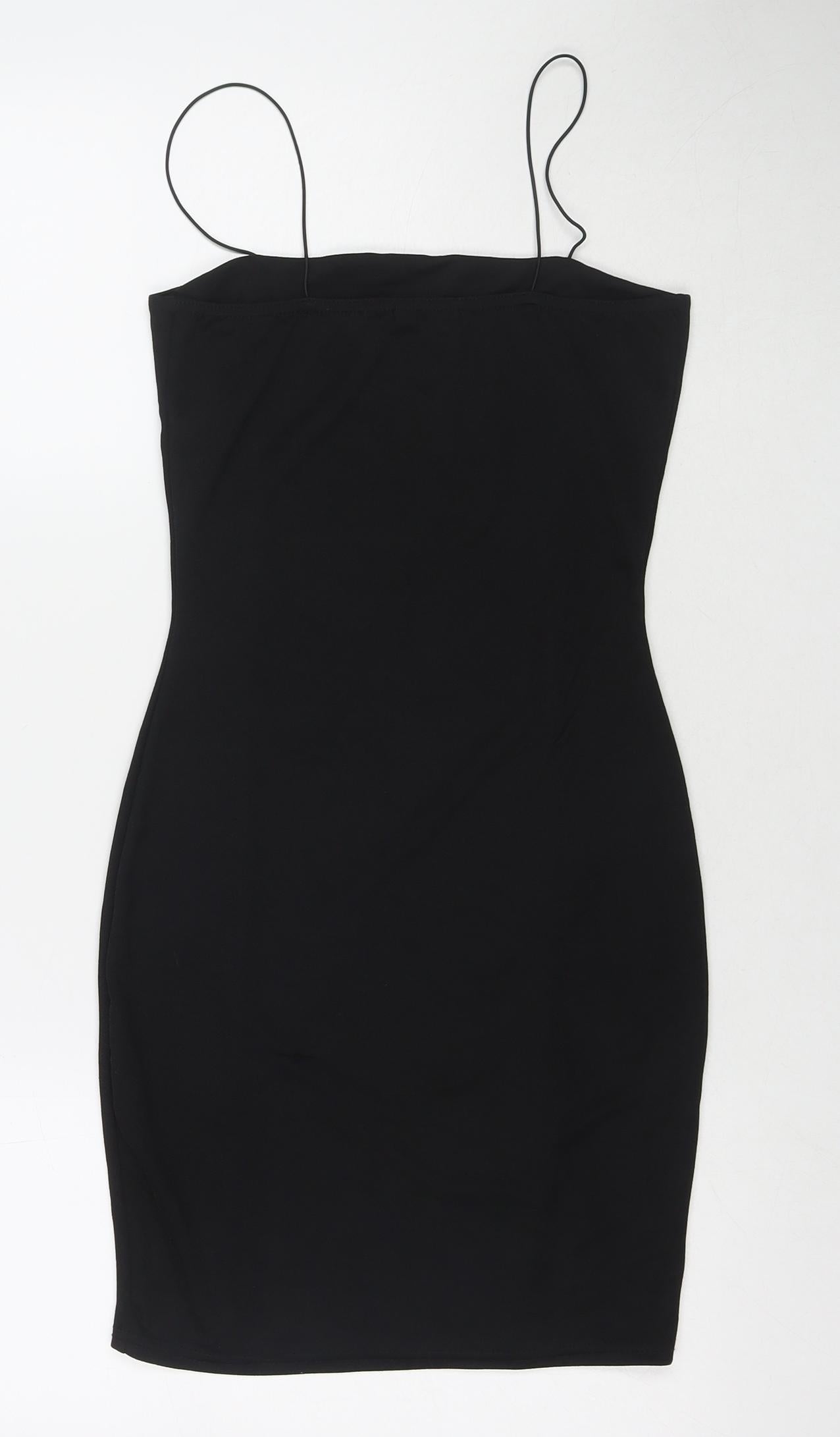 Boohoo Womens Black Polyester Bodycon Size 8 Square Neck Pullover
