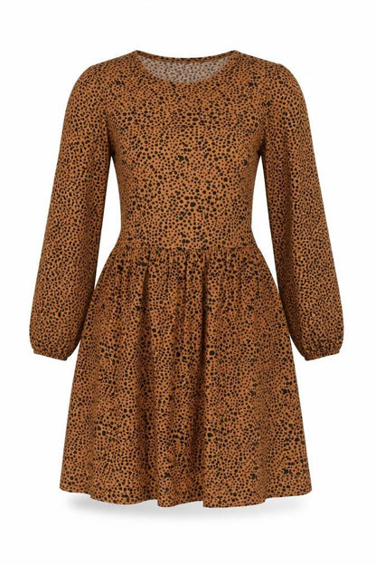 Stradivarius Womens Brown Polka Dot Polyester Fit & Flare Size S Round Neck Pullover