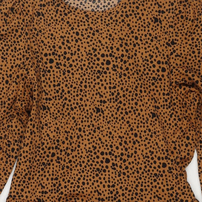 Stradivarius Womens Brown Polka Dot Polyester Fit & Flare Size S Round Neck Pullover