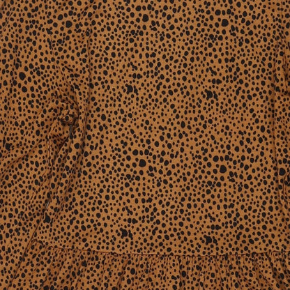 Stradivarius Womens Brown Polka Dot Polyester Fit & Flare Size S Round Neck Pullover