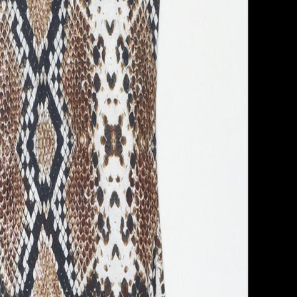 PRETTYLITTLETHING Womens Brown Animal Print Polyester Bodycon Size 8 Square Neck Pullover - Snake Pattern