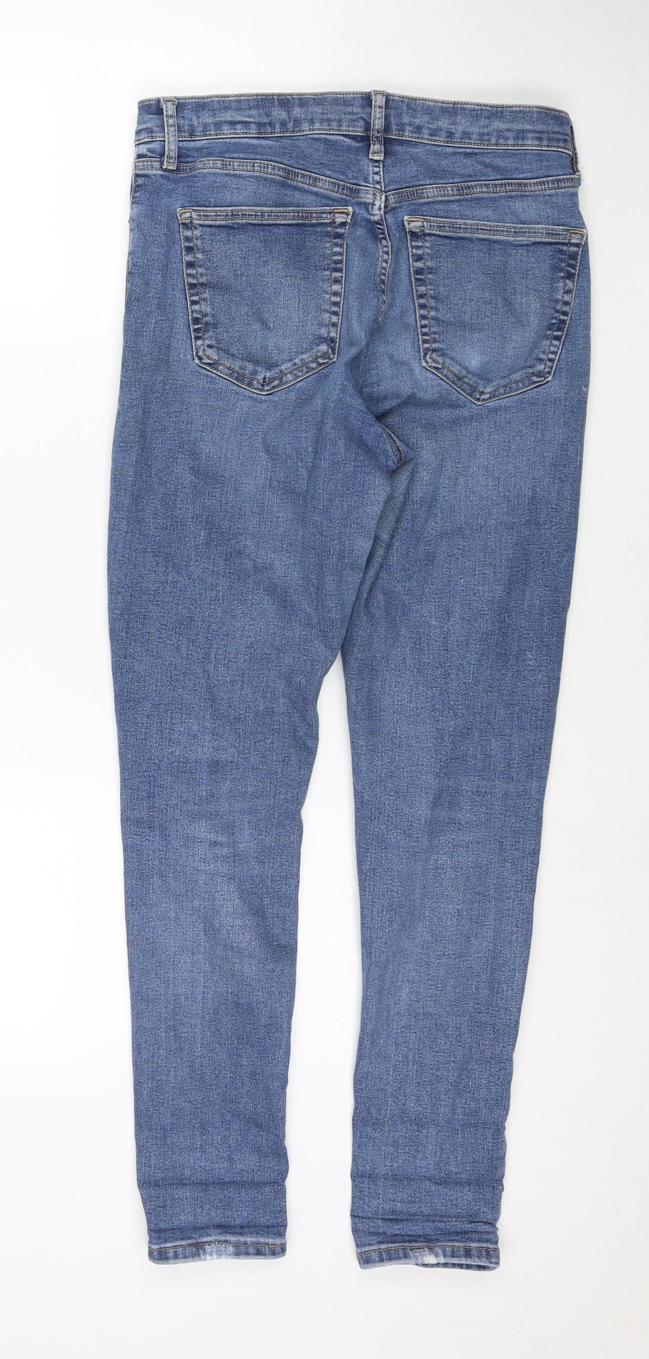 Topshop Womens Blue Cotton Skinny Jeans Size 30 L30 in Regular Zip