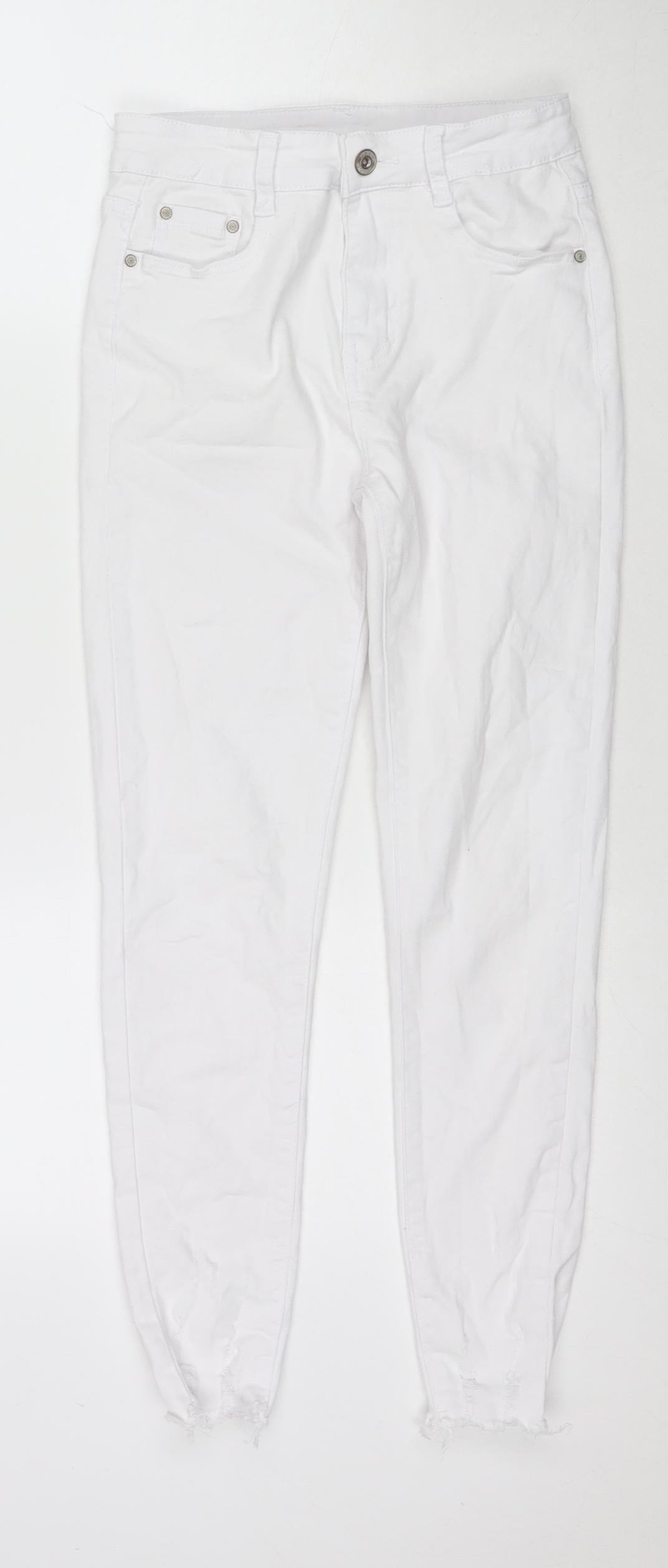 Womens UK Size 8 Jeans Regular Fit Skinny White Jeans
