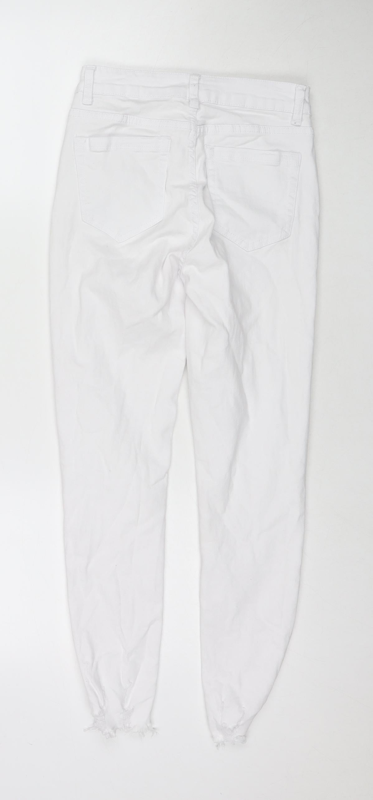 Womens UK Size 8 Jeans Regular Fit Skinny White Jeans