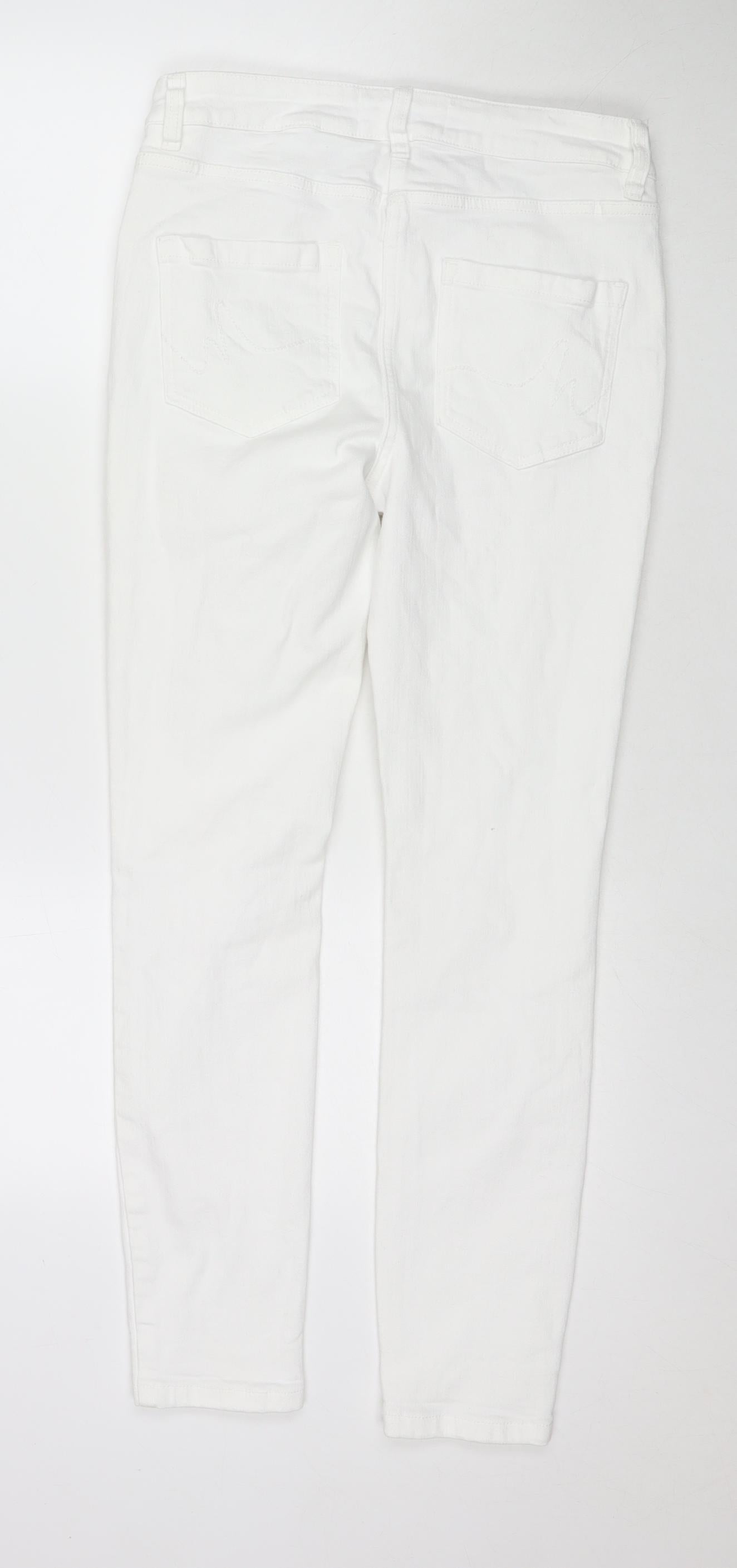 NEXT Womens White Cotton Skinny Jeans Size 30 in L27 in Slim Zip