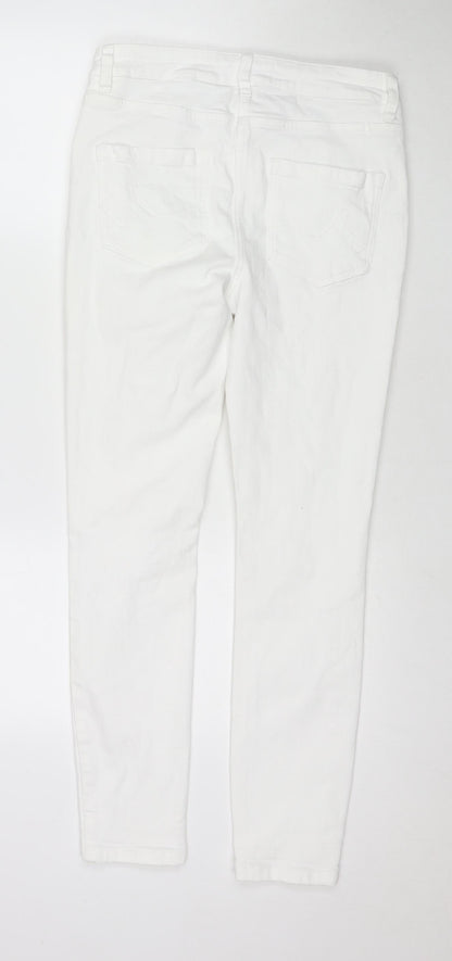 NEXT Womens White Cotton Skinny Jeans Size 30 in L27 in Slim Zip