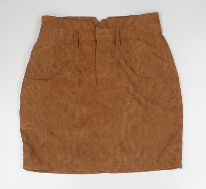 Dancing Leopard Womens Brown Cotton A-Line Skirt Size 10 Zip